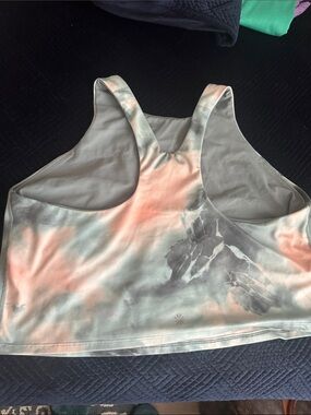 Athleta Tie-Dye Racerback Crop Top in Peach & Sage